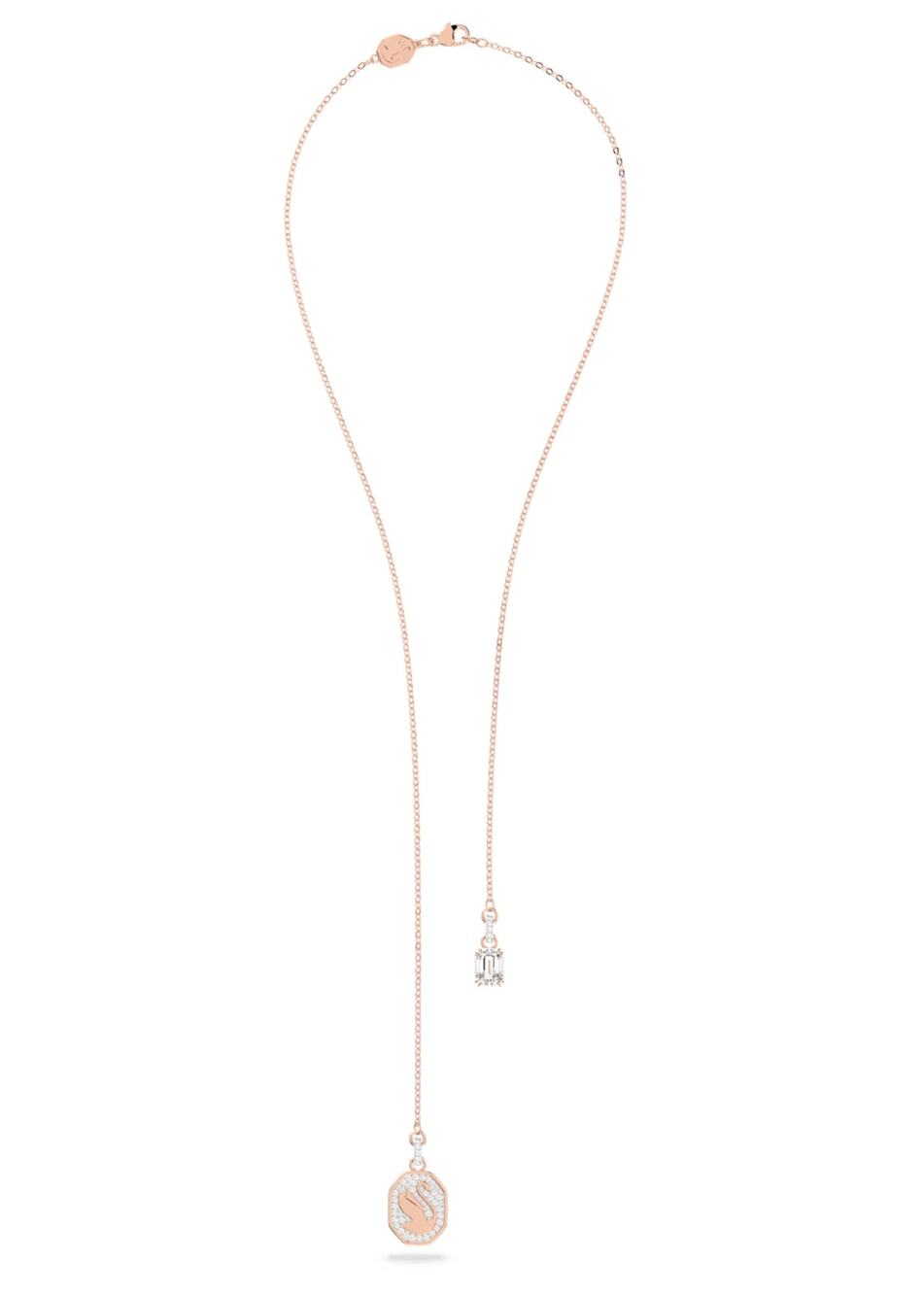 Swarovski Signum Y necklace Swan, White, Rose gold-tone plated